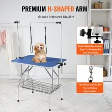VEVOR Pet Grooming Table Two Arms with Clamp, 915 x 610mm Dog Grooming Station, Foldable Pets Grooming Stand for Medium and Small Dogs, Free Two No Sit Haunch Holder with Grooming Loop, Bearing 150kg
