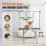 VEVOR Pet Grooming Table Two Arms with Clamp, 117cm Dog Grooming Station, Foldable Pets Grooming Stand for Medium and Small Dogs, Free Two No Sit Haunch Holder with Grooming Loop, Bearing 149.7kg