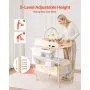 VEVOR Baby Changing Table, Foldable Diaper Change Station with 2 Fabric Drawers, Side Basket & Hanging Rod, Adjustable Height Portable Changing Table with Lockable Wheels & 2 Star Toys, Light Beige