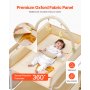VEVOR Baby Changing Table, Foldable Diaper Change Station with 2 Fabric Drawers, Side Basket & Hanging Rod, Adjustable Height Portable Changing Table with Lockable Wheels & 2 Star Toys, Light Beige
