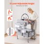 VEVOR Baby Changing Table, Foldable Diaper Change Station with 2 Fabric Drawers, Side Basket & Hanging Rod, Adjustable Height Portable Changing Table with Lockable Wheels & 2 Star Toys, Light Gray