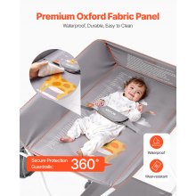 Foldable Baby Changing Diaper Station with Side Basket & Wheels Light Gray