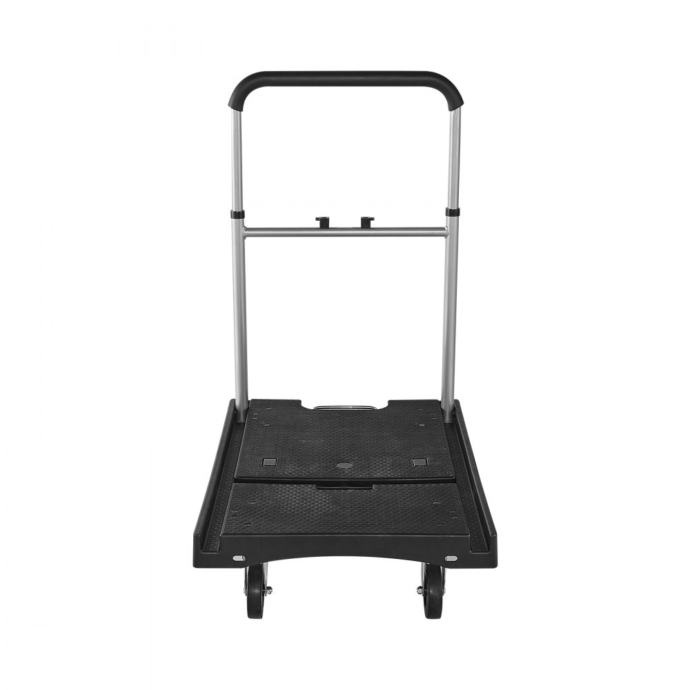 VEVOR Foldable Push Cart Dolly, 149.69 kg Capacity, Folding Platform Truck with Swivel Wheels, Moving Platform Hand Truck Flatbed Cart, Adjustable Push Handle, for Easy Storage, 680 x 495 x 115 mm