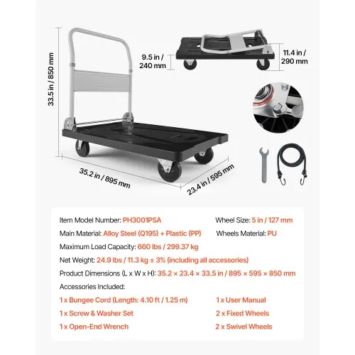Kokkupandav platvormkäru 300 kg, 895 x 595 mm — pilt 7