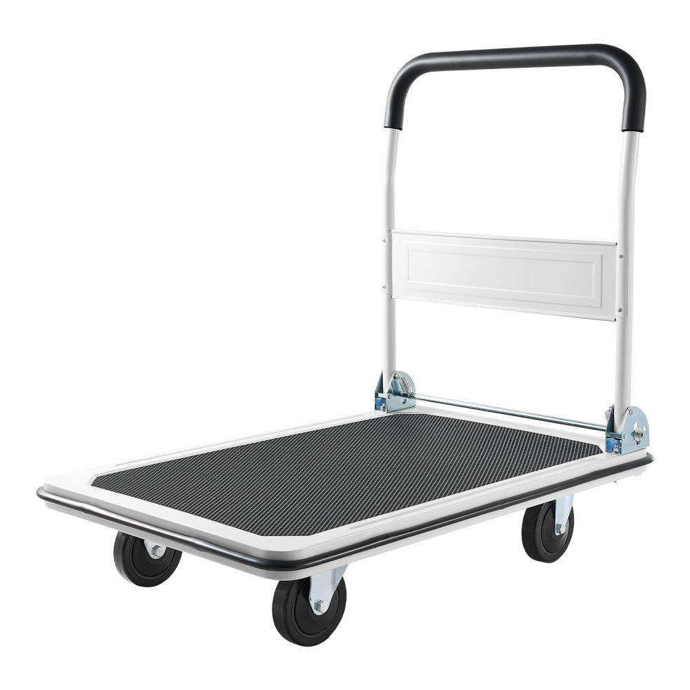 VEVOR Foldable Push Cart Dolly, 299.37 kg Capacity, Folding Platform Truck with Swivel Wheels, Moving Platform Hand Truck Flatbed Cart, Space Saving Push Handle, for Easy Storage, 900 x 870 x 610 mm
