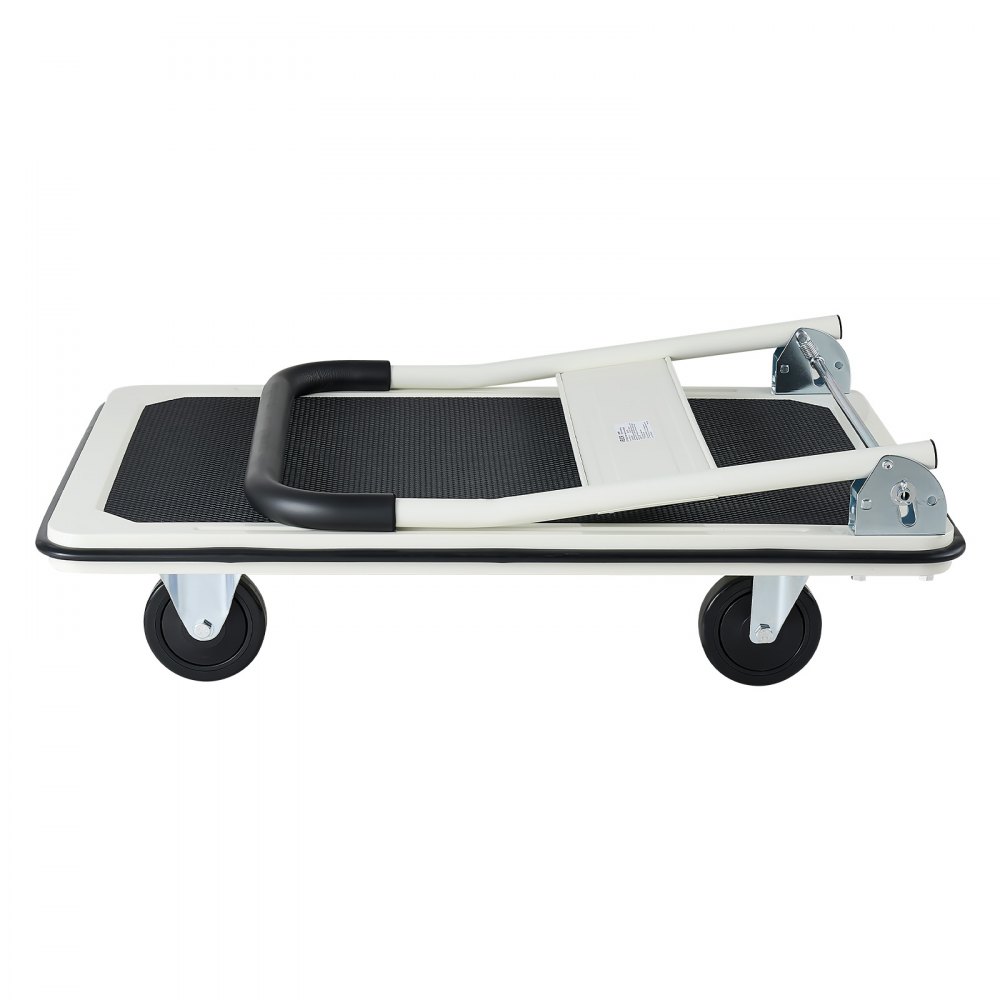 VEVOR Foldable Push Cart Dolly, 660 lbs Load Capacity, Folding Platform Truck with Swivel Wheels, Moving Platform Hand Truck Flatbed Cart, Space Saving Push Handle, for Easy Storage, 35.4 x 34.3 x 24 in