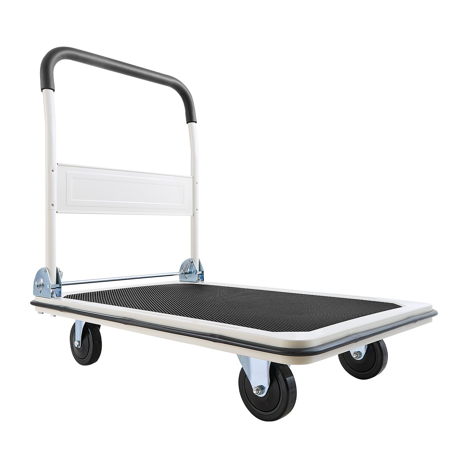 VEVOR Foldable Push Cart Dolly, 299.37 kg Capacity, Folding Platform Truck with Swivel Wheels, Moving Platform Hand Truck Flatbed Cart, Space Saving Push Handle, for Easy Storage, 900 x 870 x 610 mm