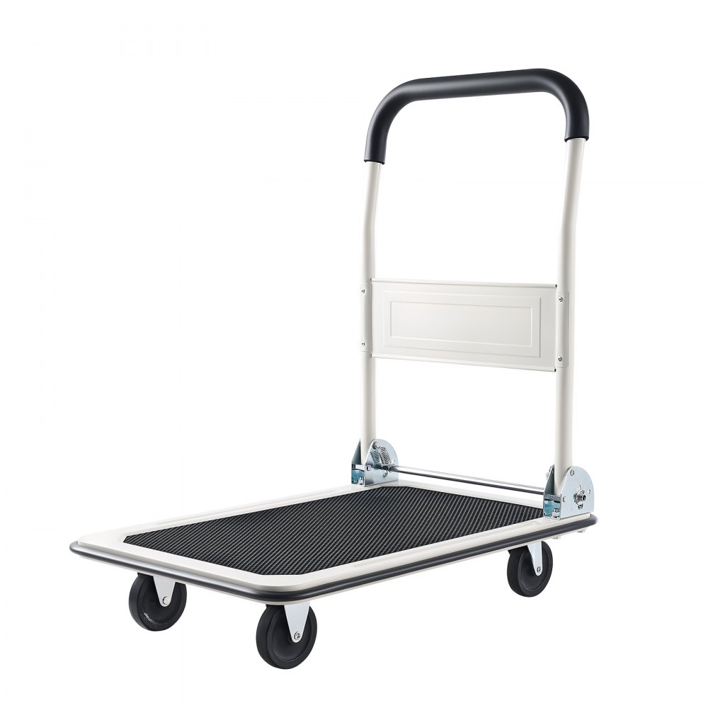 VEVOR Foldable Push Cart Dolly, 149.69 kg Capacity, Folding Platform Truck with Swivel Wheels, Moving Platform Hand Truck Flatbed Cart, Space Saving Push Handle, for Easy Storage, 735 x 480 x 825 mm
