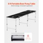 VEVOR 8 Foot Portable Beer Pong Table, Foldable Tailgate Table,Carrying Handles and 6 Pong Balls, Adjustable Height, Lightweight Table for Office, Tailgate Party, Travel and Camping, Black