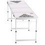 VEVOR 2.4 m Portable Beer Pong Table, Folding Tailgate Table, Cup Holes, Dry Erase Markers and Carrying Handles, Adjustable Height, Lightweight Table for Office, Tailgate Party & Camping, White