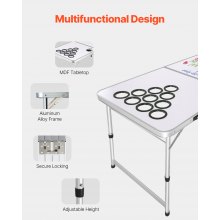 VEVOR 2.4 m Portable Beer Pong Tailgate Table Party Game Cup Holes Pong Balls