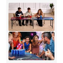 VEVOR 2.4 m Portable Beer Pong Tailgate Table Party Game LED Carrying Handle