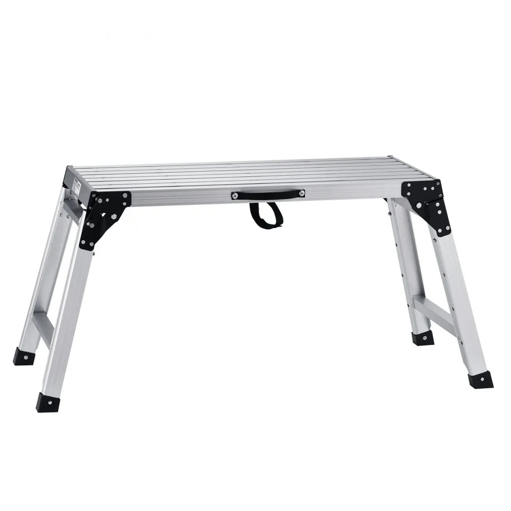 VEVOR 330 lbs Work Platform, 23-34.5 inch Height Adjustable Folding Aluminum Drywall Ladder, Non-Slip Work Bench w/ Portable Handle, Heavy Duty for Washing Vehicles, Cleaning, Painting, Decorating