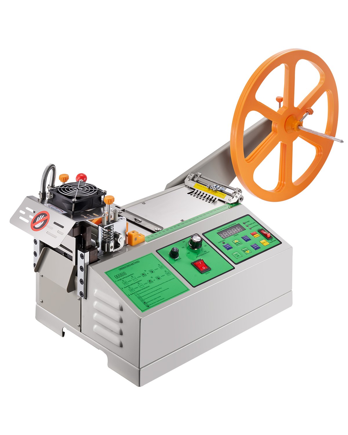VEVOR Automatic Webbing Cutting Machine, Hot and Cold Ribbon Cutting Machine with Adjustable Temperature and LCD Display, Zipper Tapes Cutter for Nylon Webbing, Elastic Bands, Shoelaces