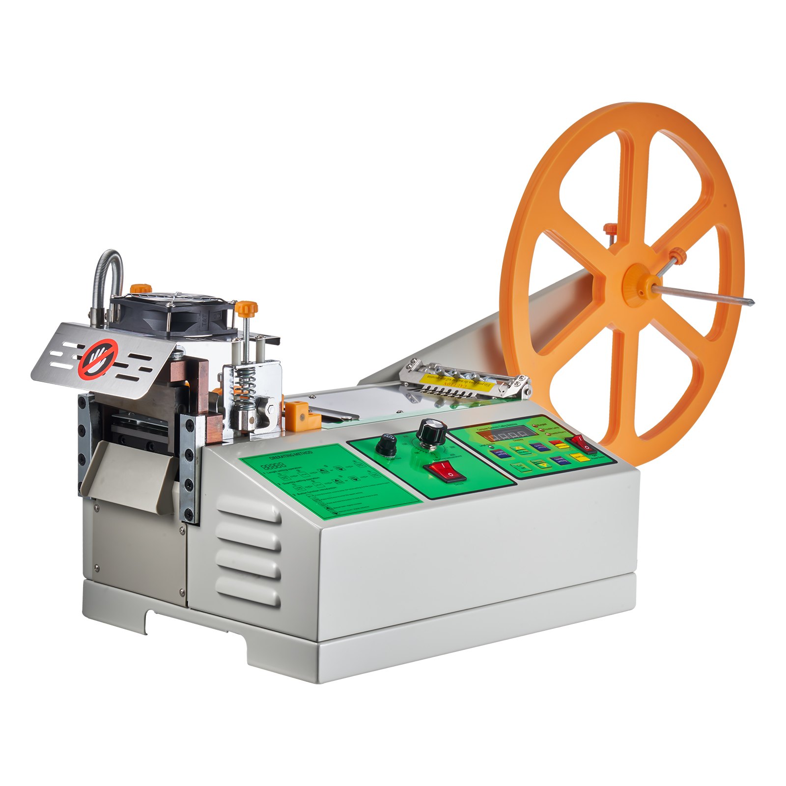 VEVOR Automatic Webbing Cutting Machine, Hot and Cold Ribbon Cutting Machine with Adjustable Temperature and LCD Display, Zipper Tapes Cutter for Nylon Webbing, Elastic Bands, Shoelaces