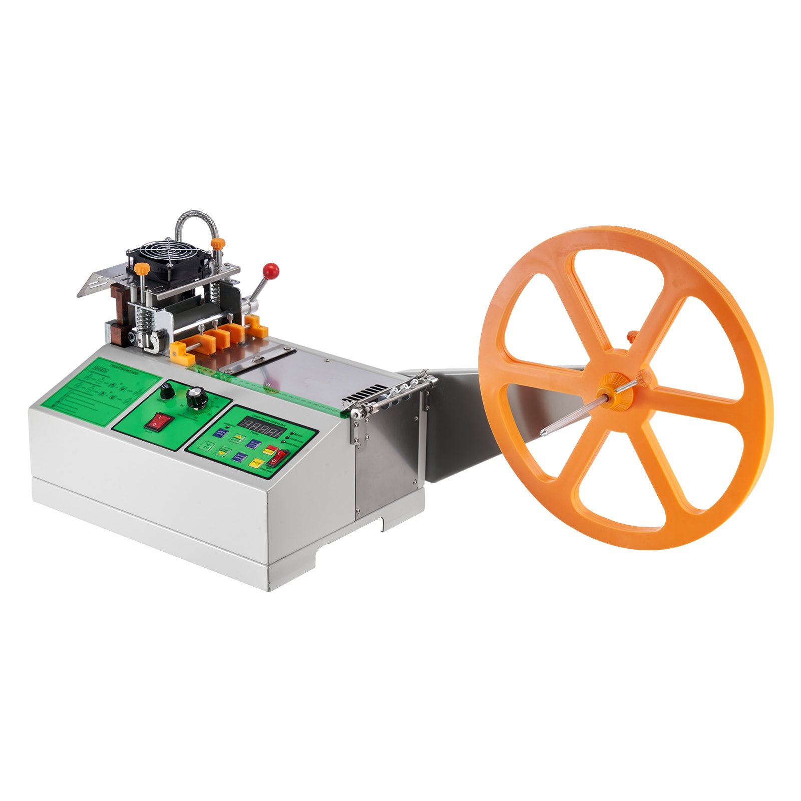 VEVOR Automatic Webbing Cutting Machine, Hot and Cold Ribbon Cutting Machine with Adjustable Temperature and LCD Display, Zipper Tapes Cutter for Nylon Webbing, Elastic Bands, Shoelaces