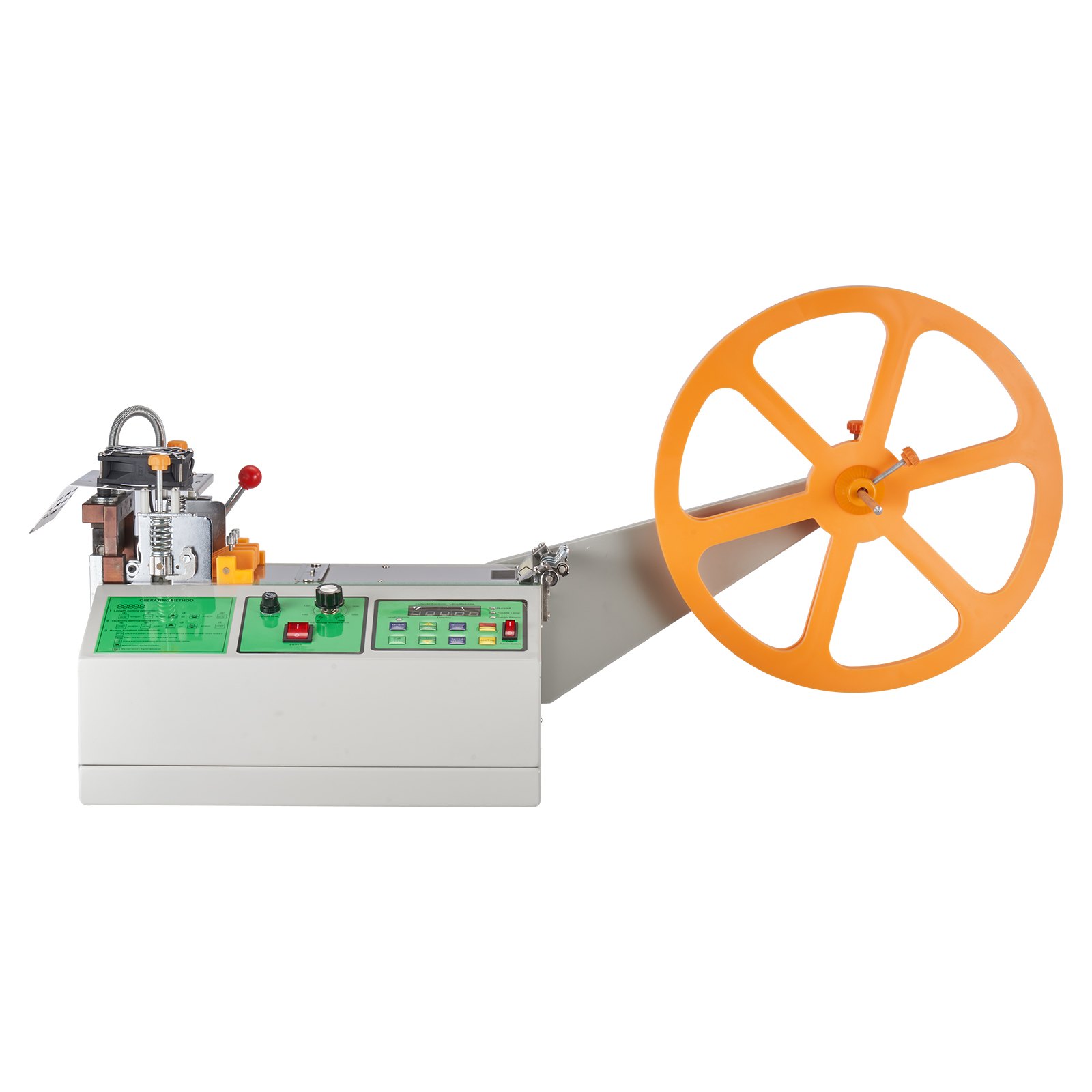 VEVOR Automatic Webbing Cutting Machine, Hot and Cold Ribbon Cutting Machine with Adjustable Temperature and LCD Display, Zipper Tapes Cutter for Nylon Webbing, Elastic Bands, Shoelaces