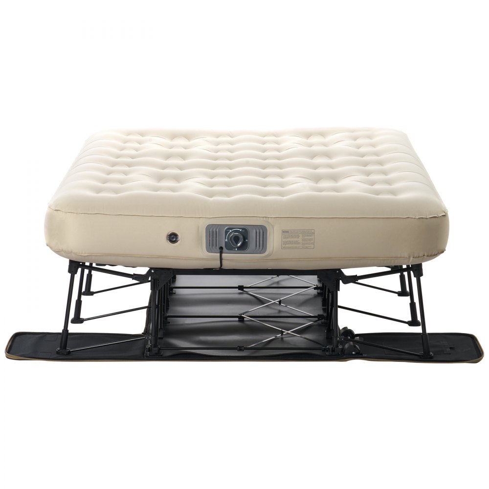 VEVOR Air Mattress with Frame, Inflatable 2 Person Camping Cot with Built-in Pump, Portable Folding Air Beds Supports 600 lbs, Blow Up Anywhere Bed for Guests Camping Travel Indoor & Outdoor Use