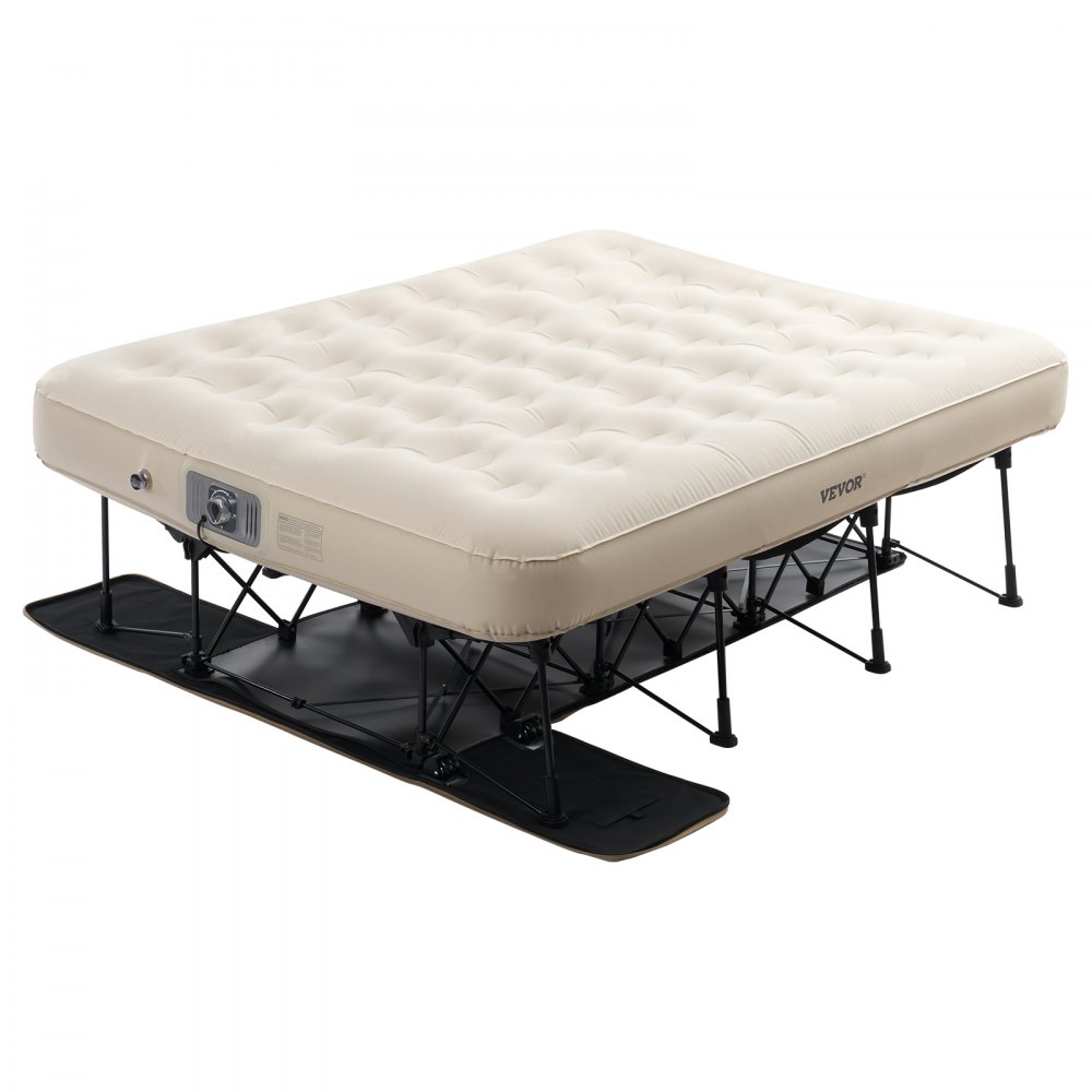 VEVOR Air Mattress with Frame, Inflatable 2 Person Camping Cot with Built-in Pump, Portable Folding Air Beds Supports 600 lbs, Blow Up Anywhere Bed for Guests Camping Travel Indoor & Outdoor Use