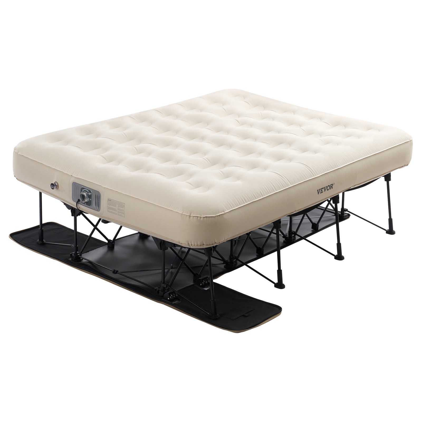 VEVOR Air Mattress with Frame, Inflatable 2 Person Camping Cot with Built-in Pump, Portable Folding Air Beds Supports 600 lbs, Blow Up Anywhere Bed for Guests Camping Travel Indoor & Outdoor Use
