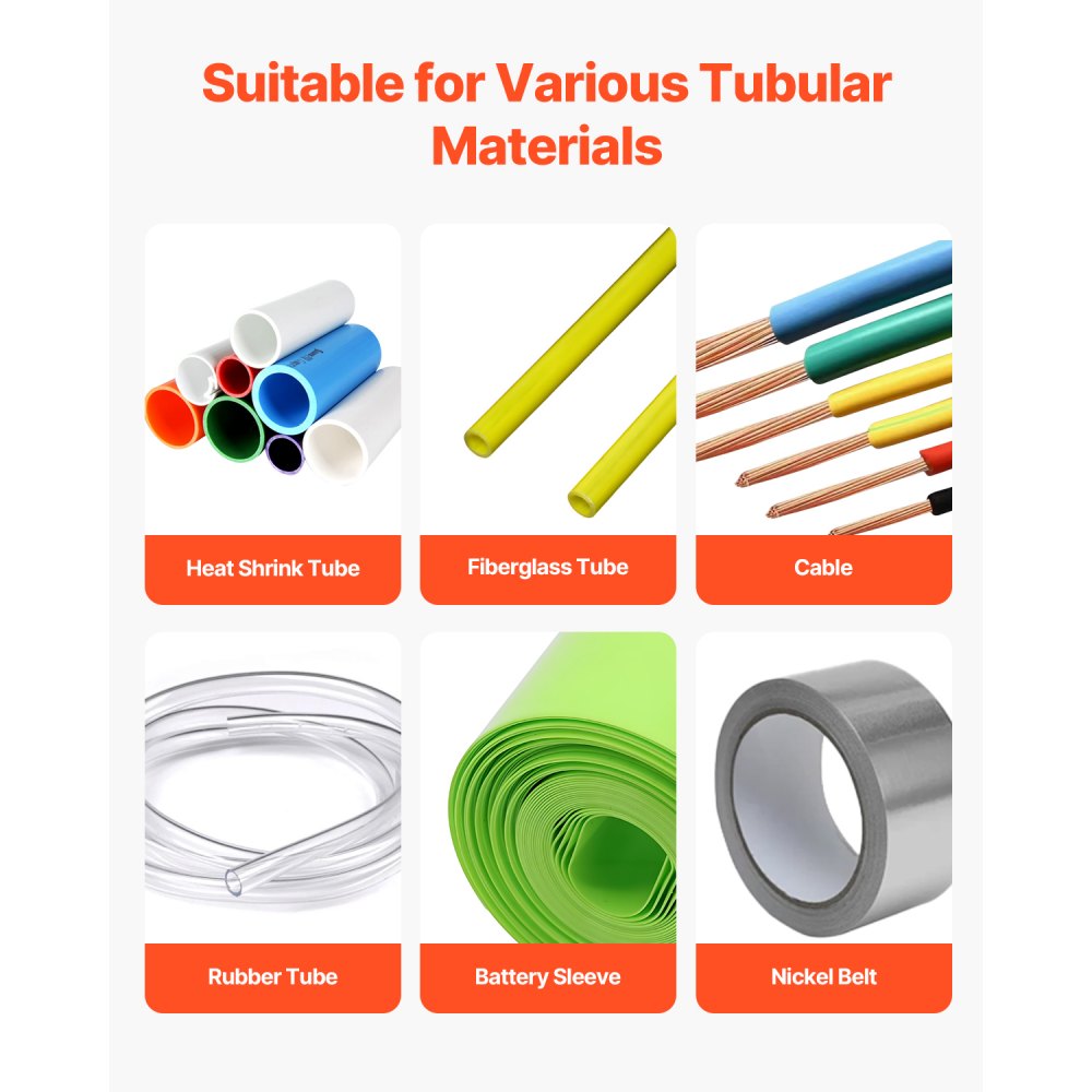 VEVOR Auto Heat-Shrink Tube Cutter, Cable Pipe Cutting Machine with 1mm-85mm Cutting Width, 0.1mm-99999.9mm Length, Automatic Tube Cutter for Heat Shrink Tube, Fiberglass Tube, Cable, Yellow Wax Tubes