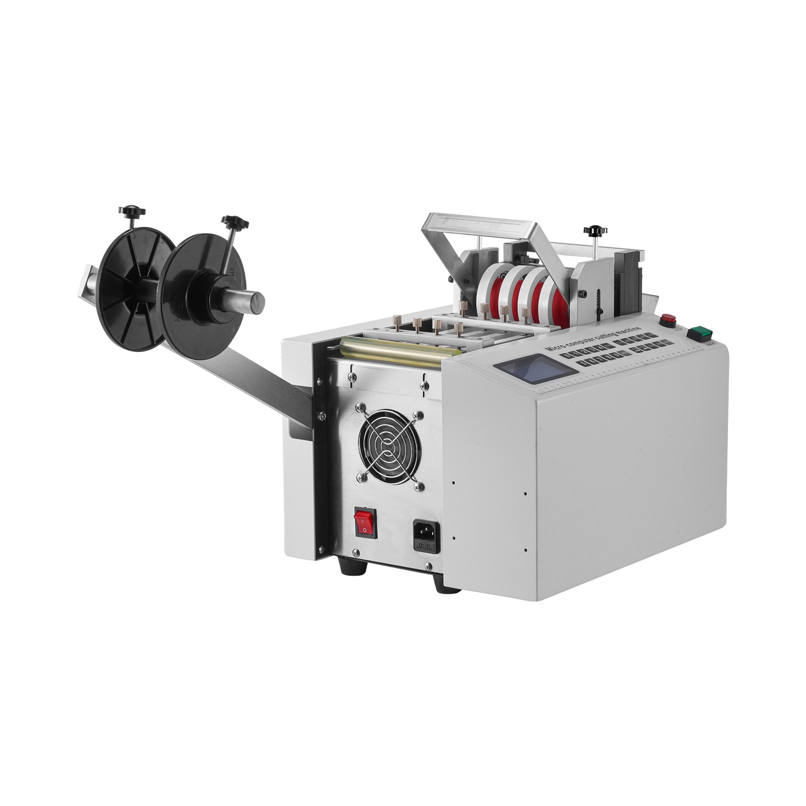 VEVOR Auto Heat-Shrink Tube Cutter, Cable Pipe Cutting Machine with 1mm-85mm Cutting Width, 0.1mm-99999.9mm Length, Automatic Tube Cutter for Heat Shrink Tube, Fiberglass Tube, Cable, Yellow Wax Tubes