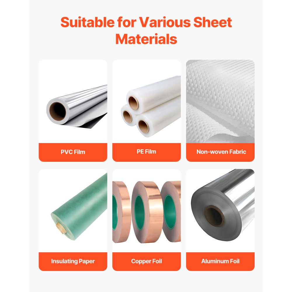 Cortadora automática de tubos termorretráctiles VEVOR, con ancho de corte de 1 mm a 180 mm y grosor de corte de 0,1 a 0,6 mm, ideal para tela no tejida, película de PVC, papel aislante y papel de aluminio.