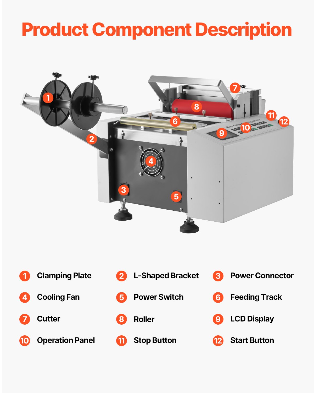 Cortadora automática de tubos termorretráctiles VEVOR, con ancho de corte de 1 mm a 180 mm y grosor de corte de 0,1 a 0,6 mm, ideal para tela no tejida, película de PVC, papel aislante y papel de aluminio.