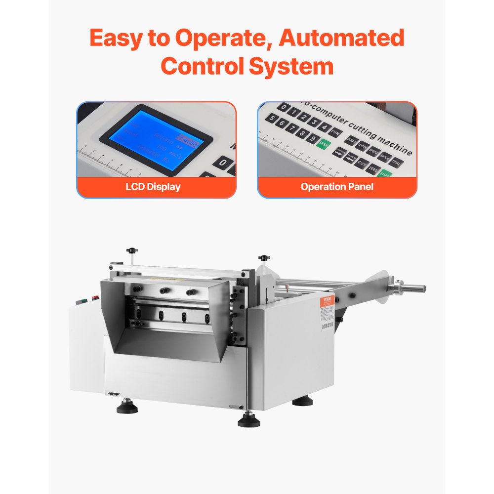VEVOR Auto Heat-Shrink Tube Cutter, Automatic Pipe Cutting Machine with 1mm to 280mm Cutting Width, 0.1-0.6mm Cutting Thickness, Ideal for Non-Woven Fabric, PVC Film, Insulating Paper, Aluminum Foil