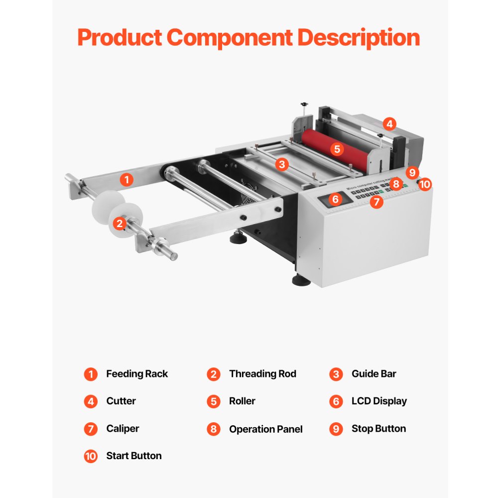 VEVOR Auto Heat-Shrink Tube Cutter, Automatic Pipe Cutting Machine with 1mm to 280mm Cutting Width, 0.1-0.6mm Cutting Thickness, Ideal for Non-Woven Fabric, PVC Film, Insulating Paper, Aluminum Foil