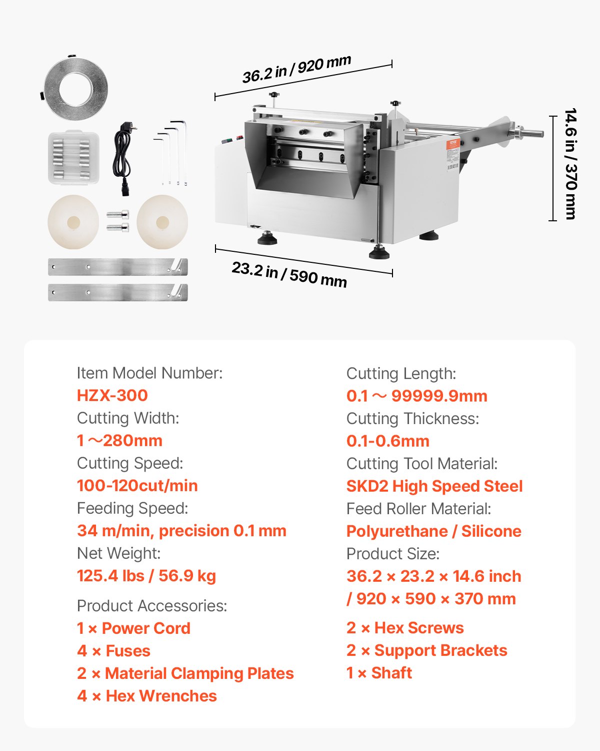 VEVOR Auto Heat-Shrink Tube Cutter, Automatic Pipe Cutting Machine with 1mm to 280mm Cutting Width, 0.1-0.6mm Cutting Thickness, Ideal for Non-Woven Fabric, PVC Film, Insulating Paper, Aluminum Foil