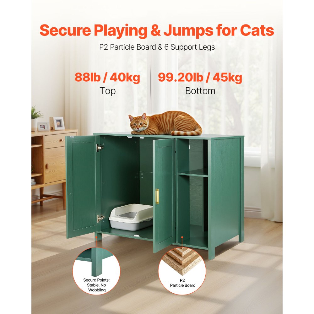 VEVOR Cat Enclosure, 41.3 in Self Cleaning Litter Box Cabinet, with Drawer & Detachable Divider, Automatic Litterbox Enclosure with Built-in Power Outlet, Fits Most Smart Litterboxes