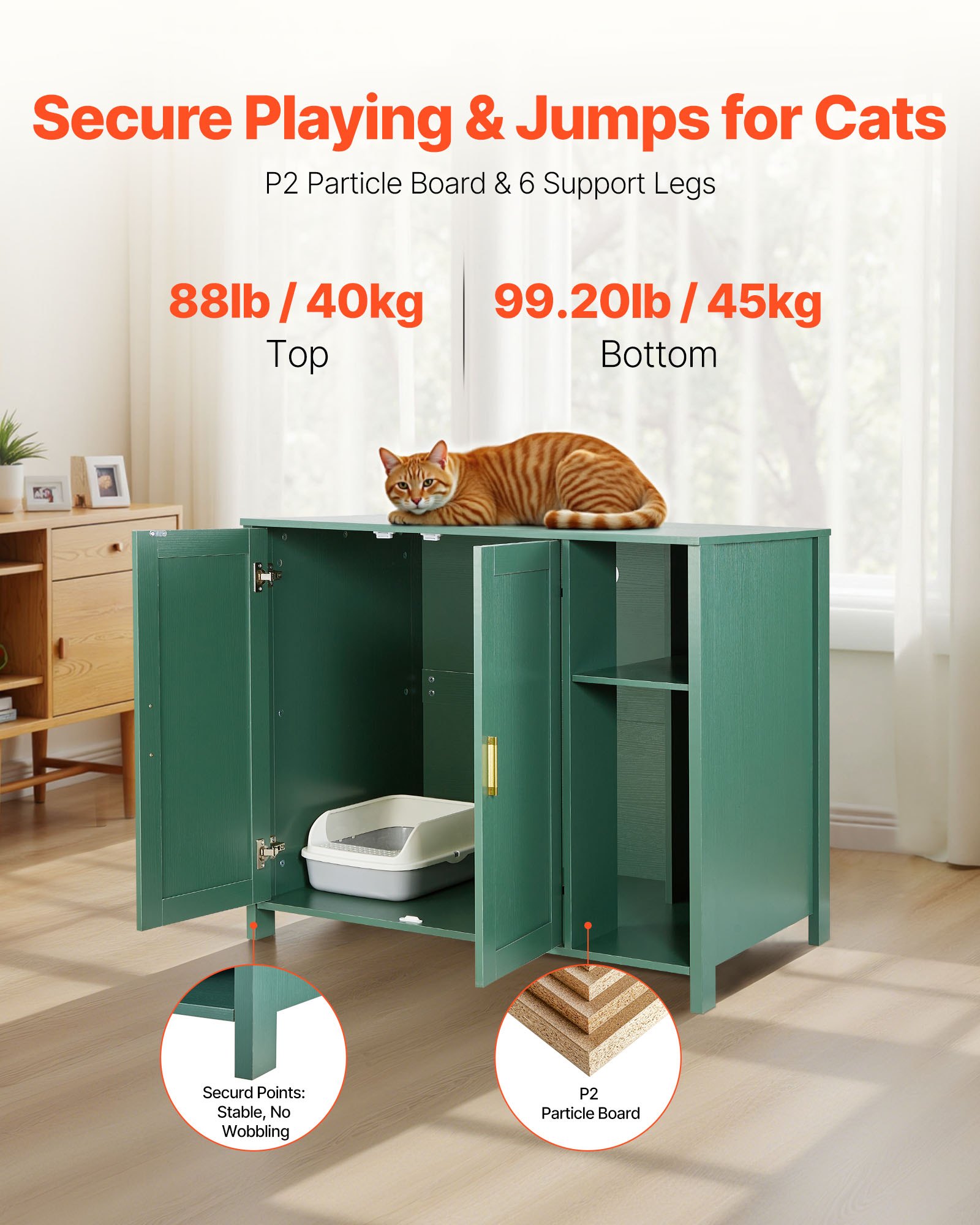 VEVOR Cat Enclosure, 41.3 in Self Cleaning Litter Box Cabinet, with Drawer & Detachable Divider, Automatic Litterbox Enclosure with Built-in Power Outlet, Fits Most Smart Litterboxes