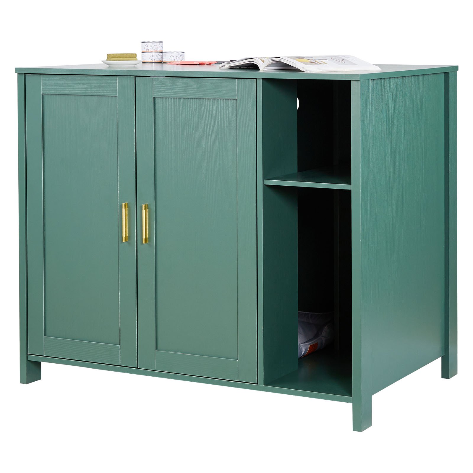 VEVOR Cat Enclosure, 41.3 in Self Cleaning Litter Box Cabinet, with Drawer & Detachable Divider, Automatic Litterbox Enclosure with Built-in Power Outlet, Fits Most Smart Litterboxes