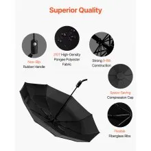 Travel Umbrella Portable Compact Windproof Umbrellas 42 in for Rain & Sun