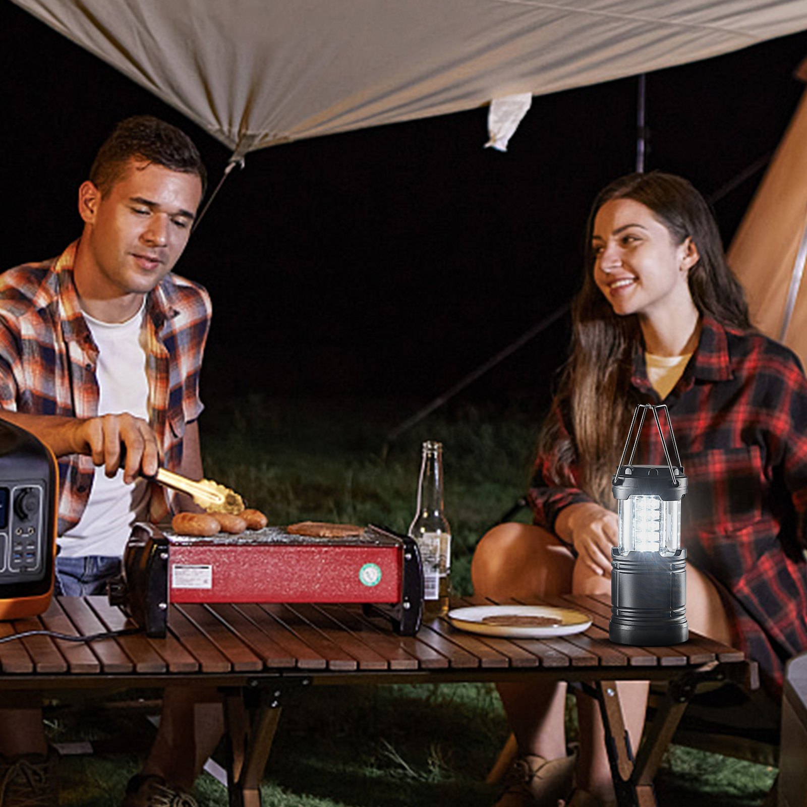 VEVOR LED campinglyktor Hopfällbara batteridrivna campingljus set om 4