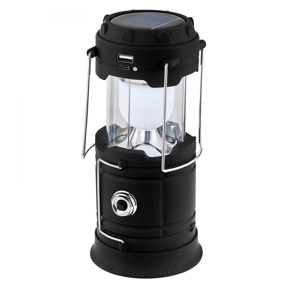 VEVOR LED Camping Lanterns, 4 Pack Rechargeable Camping Flashlights, Solar & USB Charging, Portable Collapsible, Bulit to Last Lights, As Power Bank, for Hiking, Hurricane Emergency, Outrages, Fishing
