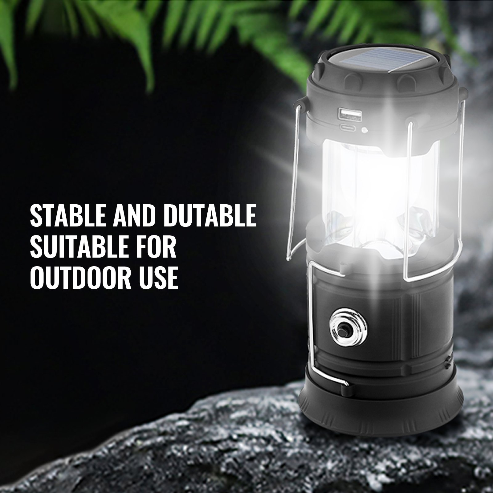 VEVOR LED Camping Lanterns, 4 Pack Rechargeable Camping Flashlights, Solar & USB Charging, Portable Collapsible, Bulit to Last Lights, As Power Bank, for Hiking, Hurricane Emergency, Outrages, Fishing