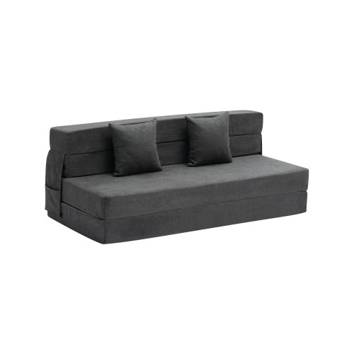 VEVOR Folding Sofa Bed, 3-in-1 Foldable Couch Bed with 2 Pillows and Washable Cover, 25D High Density Memory Foam Convertible Sleeper Chair Bed, Futon Couch for Living Room, Bedroom, Dark Grey(Queen)