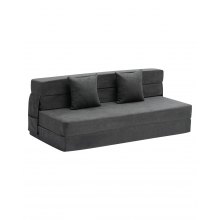 VEVOR Folding Sofa Bed, 3-in-1 Foldable Couch Bed with 2 Pillows and Washable Cover, 25D High Density Memory Foam Convertible Sleeper Chair Bed, Futon Couch for Living Room, Bedroom, Dark Grey(Queen)