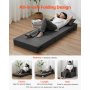 Folding Sofa Bed 3-in-1 Foldable Couch Bed with 2 Pillows Dark Grey Single