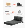 Folding Sofa Bed 3-in-1 Foldable Couch Bed with 2 Pillows Dark Grey Single