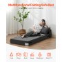 VEVOR Folding Sofa Bed, 3-in-1 Foldable Couch Bed with 2 Pillows and Washable Cover, 25D High Density Memory Foam Convertible Sleeper Chair Bed, Futon Couch for Living Room, Bedroom, Dark Grey(Single)