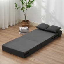 Folding Sofa Bed 3-in-1 Foldable Couch Bed with 2 Pillows Dark Grey Single