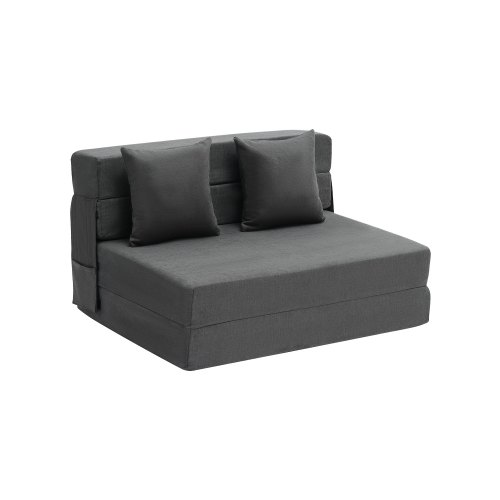 VEVOR Folding Sofa Bed, 3-in-1 Foldable Couch Bed with 2 Pillows and Washable Cover, 25D High Density Memory Foam Convertible Sleeper Chair Bed, Futon Couch for Living Room, Bedroom, Dark Grey(Twin)