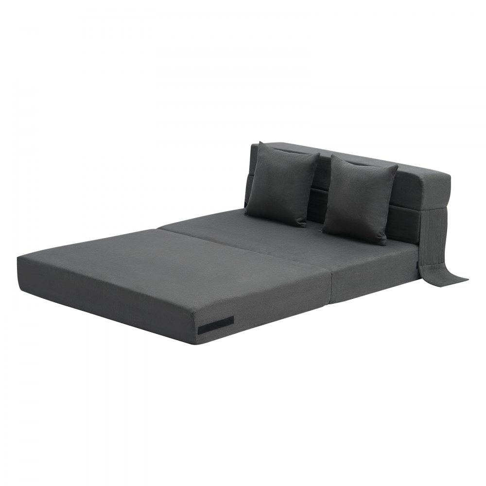 VEVOR Folding Sofa Bed, 3-in-1 Foldable Couch Bed with 2 Pillows and Washable Cover, 25D High Density Memory Foam Convertible Sleeper Chair Bed, Futon Couch for Living Room, Bedroom, Dark Grey(Twin)