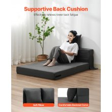 Folding Sofa Bed 3-in-1 Foldable Couch Bed with 2 Pillows Dark Grey Twin