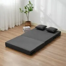 VEVOR Folding Sofa Bed, 3-in-1 Foldable Couch Bed with 2 Pillows and Washable Cover, 25D High Density Memory Foam Convertible Sleeper Chair Bed, Futon Couch for Living Room, Bedroom, Dark Grey(Twin)