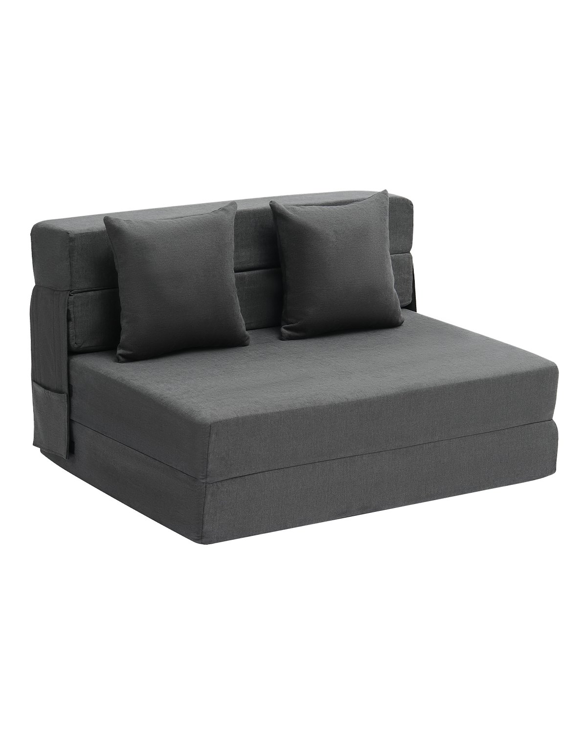 VEVOR Folding Sofa Bed, 3-in-1 Foldable Couch Bed with 2 Pillows and Washable Cover, 25D High Density Memory Foam Convertible Sleeper Chair Bed, Futon Couch for Living Room, Bedroom, Dark Grey(Twin)
