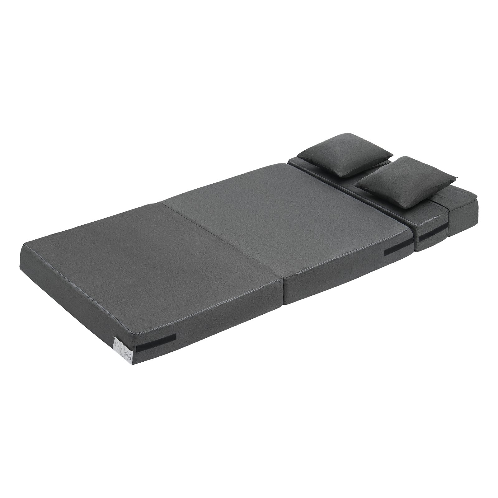 VEVOR Folding Sofa Bed, 3-in-1 Foldable Couch Bed with 2 Pillows and Washable Cover, 25D High Density Memory Foam Convertible Sleeper Chair Bed, Futon Couch for Living Room, Bedroom, Dark Grey(Twin)